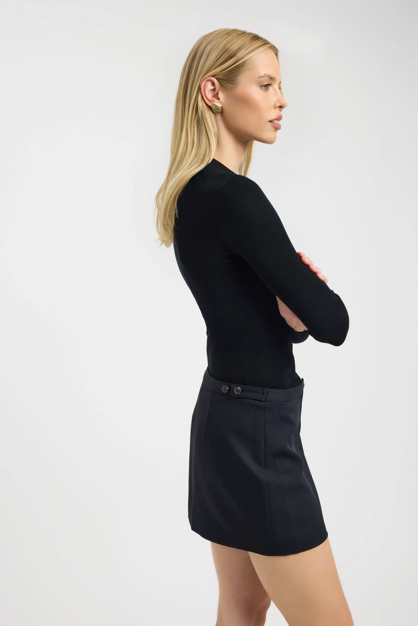 Oyster Button Mini Skirt - Image 3